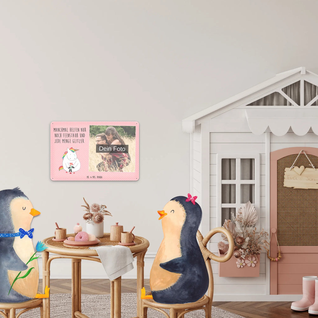 Personalized Photo Metal Sign unicorn Sad unicorn, unicorns, friends, glitter, Friendship, Unicorn, flower, love, consoling, greeting card, grief