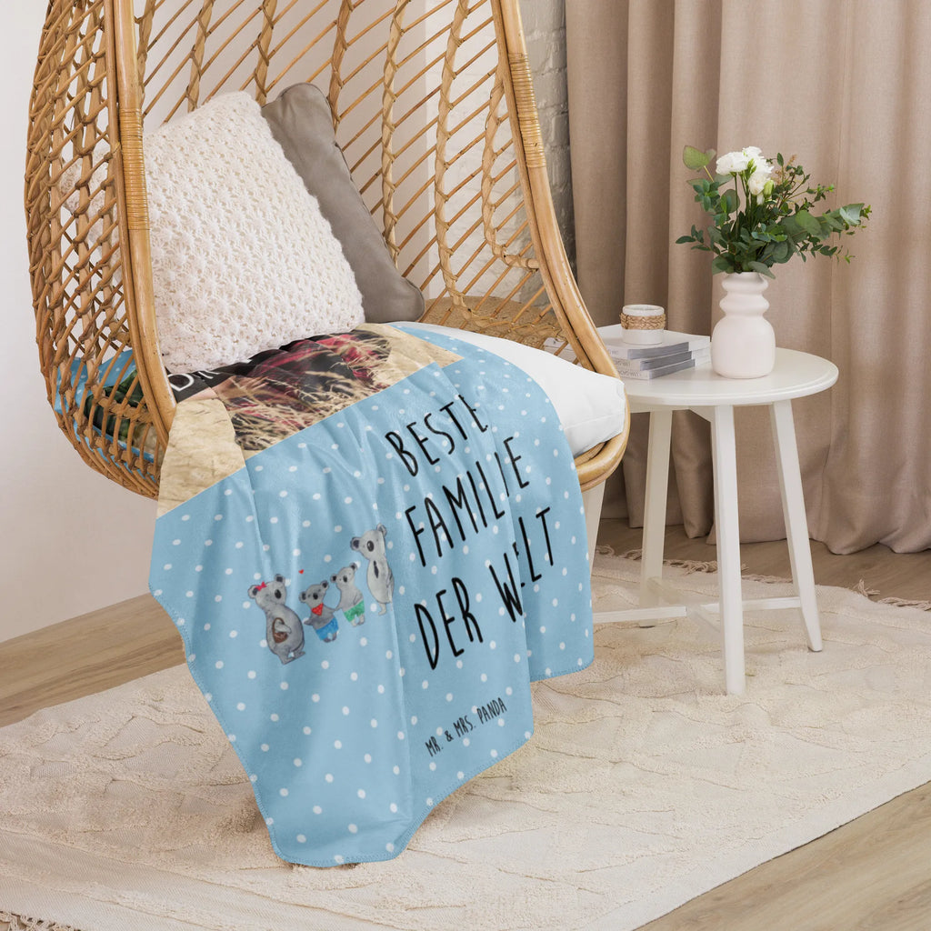 Sherpa Photo Cuddle Blanket Koala family with two kids Foto Kuscheldecke, Familie, Vatertag, Muttertag, Bruder, Schwester, Mama, Papa, Oma, Opa, Koala, Familienleben, beste Familie, Koalafamilie, Lieblingsfamilie, Familienzeit, Koalabär