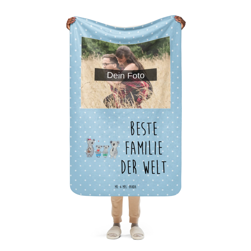 Sherpa Photo Cuddle Blanket Koala family with two kids Foto Kuscheldecke, Familie, Vatertag, Muttertag, Bruder, Schwester, Mama, Papa, Oma, Opa, Koala, Familienleben, beste Familie, Koalafamilie, Lieblingsfamilie, Familienzeit, Koalabär