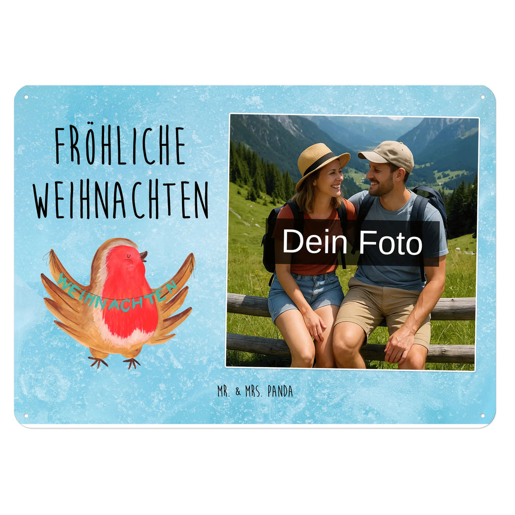 Spersonalizowany metalowy szyld ze zdjęciem rudzik Boże Narodzenie Zima, Boże Narodzenie, dekoracje świąteczne, Mikołaj, Adwent, Wigilia, zimowy motyw