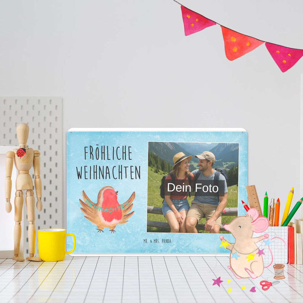 Spersonalizowany metalowy szyld ze zdjęciem rudzik Boże Narodzenie Zima, Boże Narodzenie, dekoracje świąteczne, Mikołaj, Adwent, Wigilia, zimowy motyw