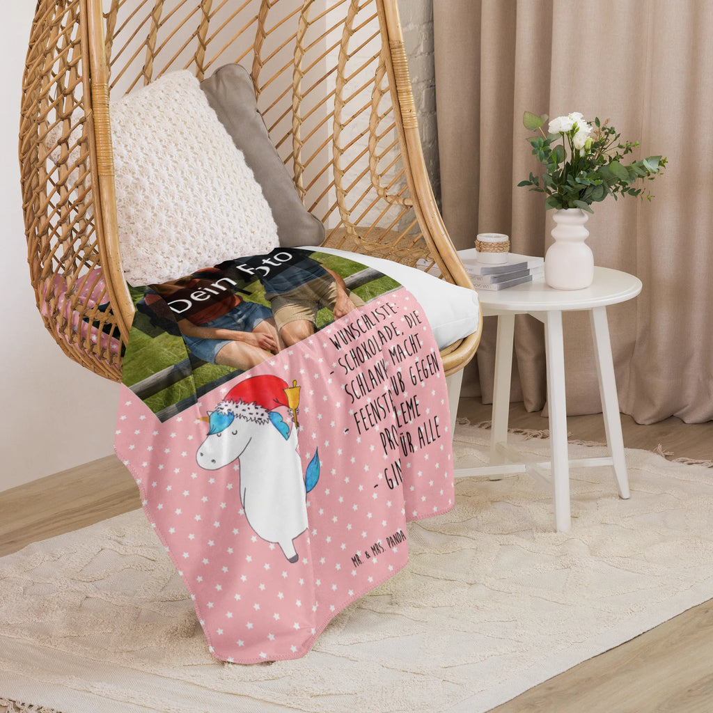 Sherpa Photo Cuddle Blanket unicorn Santa Claus Foto Kuscheldecke, Einhorn, Einhörner, Einhorn Deko, Unicorn, Schoki, Nikolaus, Wunschzettel, Gin, Weihnachten, Weihnachtsmann, Wunschliste, Feenstaub, Schokolade