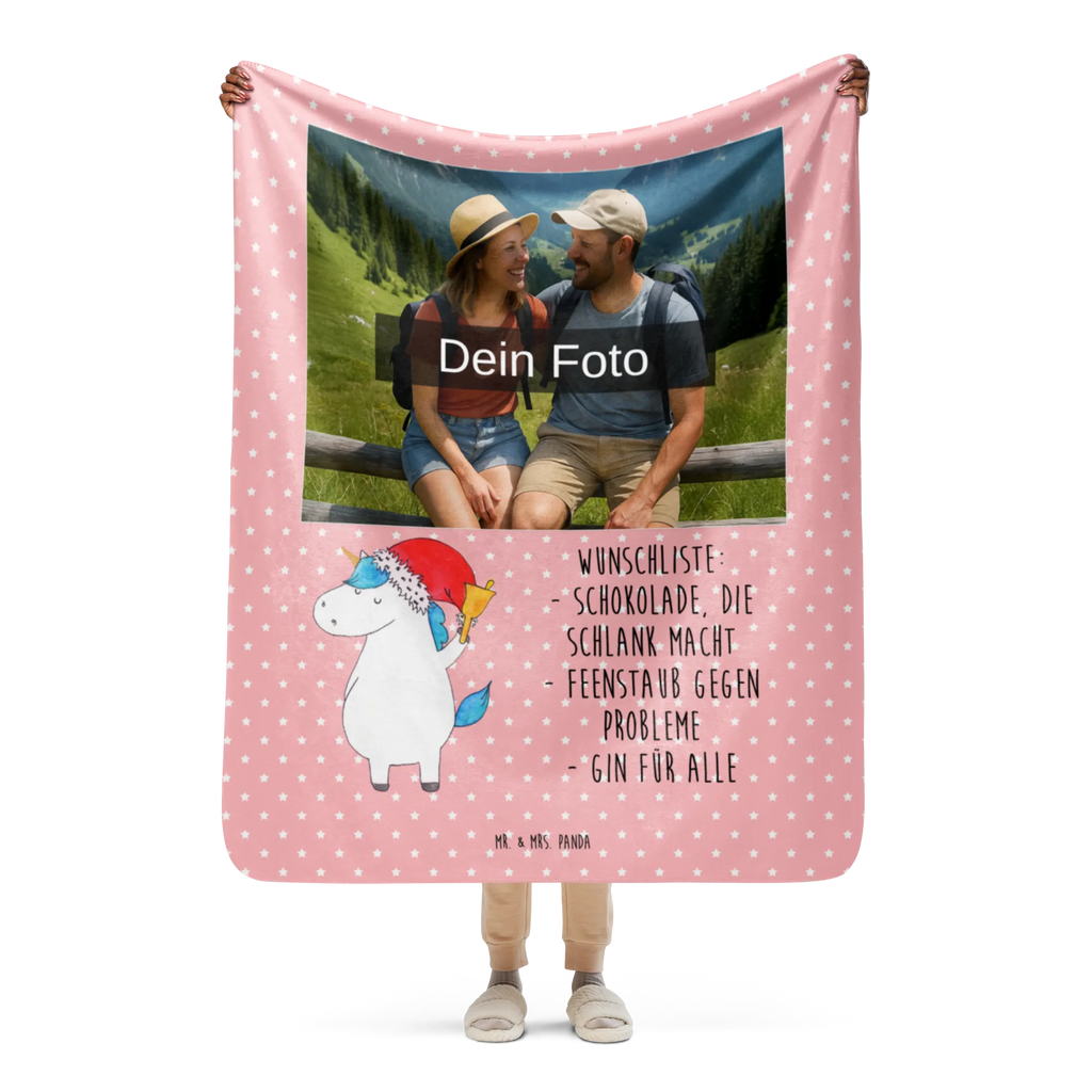 Sherpa Photo Cuddle Blanket unicorn Santa Claus Foto Kuscheldecke, Einhorn, Einhörner, Einhorn Deko, Unicorn, Schoki, Nikolaus, Wunschzettel, Gin, Weihnachten, Weihnachtsmann, Wunschliste, Feenstaub, Schokolade