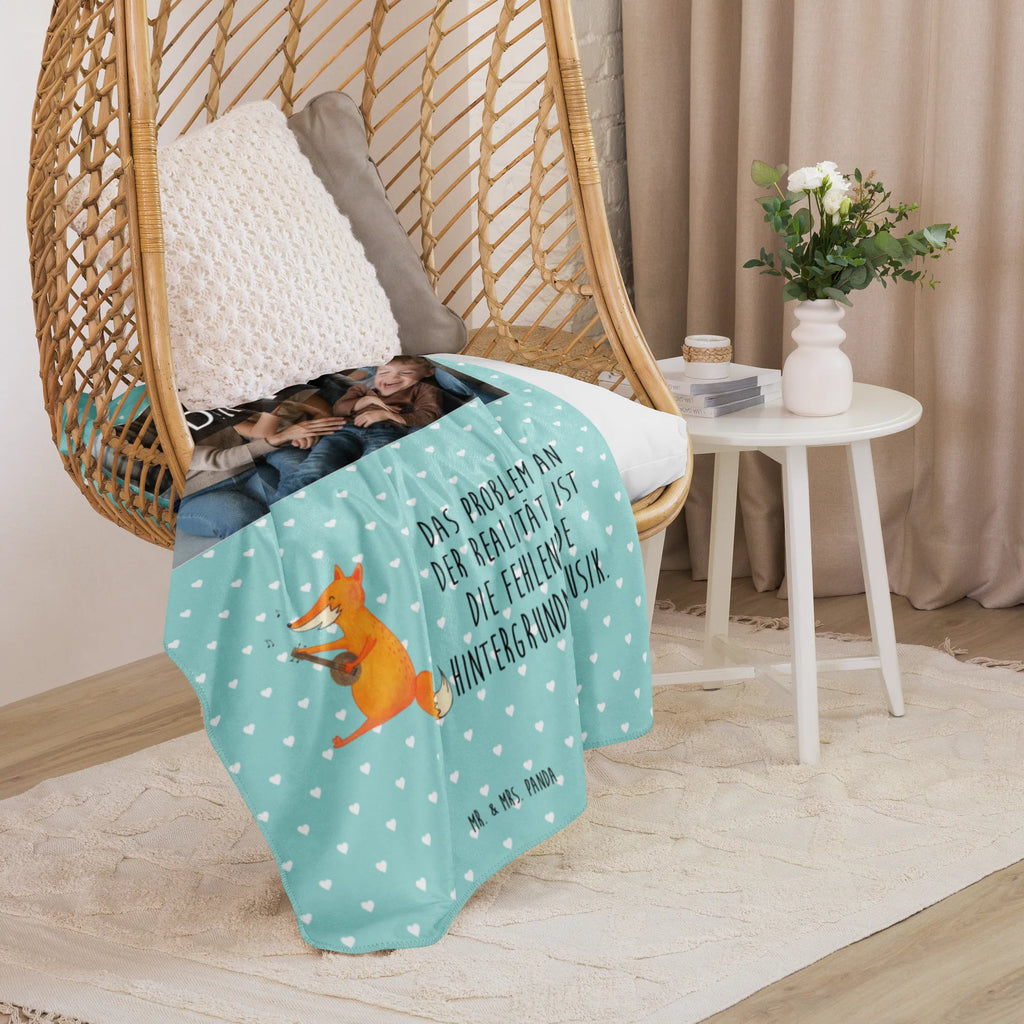 Sherpa Photo Cuddle Blanket Fox guitar fox, foxes, forest wildlife, clever as a fox, animal lover, musician, Fox, singer, music saying, guitar, gift musician