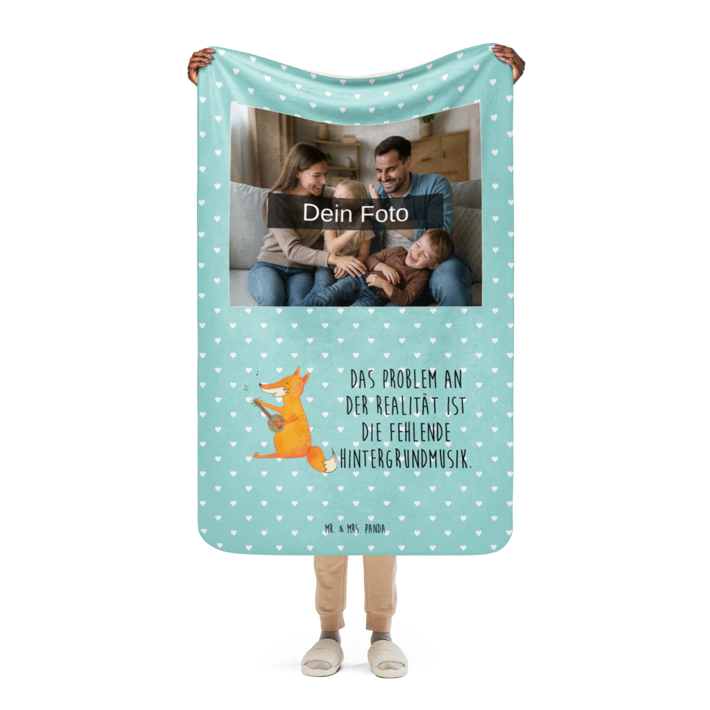 Sherpa Photo Cuddle Blanket Fox guitar fox, foxes, forest wildlife, clever as a fox, animal lover, musician, Fox, singer, music saying, guitar, gift musician