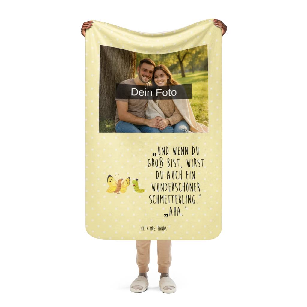 Sherpa Photo Cuddle Blanket Caterpillar butterfly Foto Kuscheldecke, Tiermotive, Gute Laune, lustige Sprüche, Tiere, Raupe, Aufwachsen, Schmetterling, Hütchen, Kokon, Entwicklung, Schönheit, Erwachsen werden, Hut, Zitronenfalter