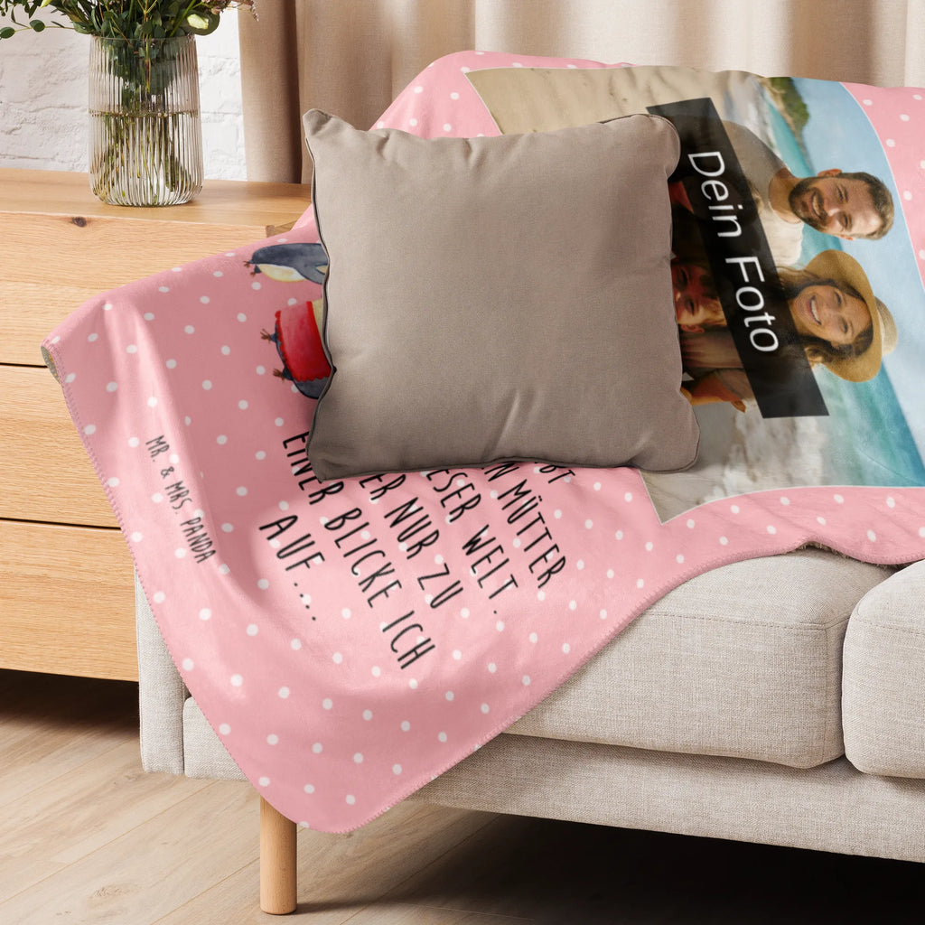 Sherpa Photo Cuddle Blanket Penguin with child Family, Father's Day, Mother's Day, brother, sister, Mom, Dad, Birthday, Mummy, Mommy, Mother, Gift