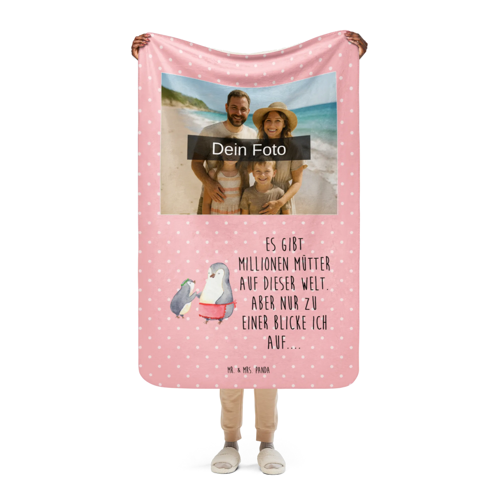 Sherpa Photo Cuddle Blanket Penguin with child Family, Father's Day, Mother's Day, brother, sister, Mom, Dad, Birthday, Mummy, Mommy, Mother, Gift