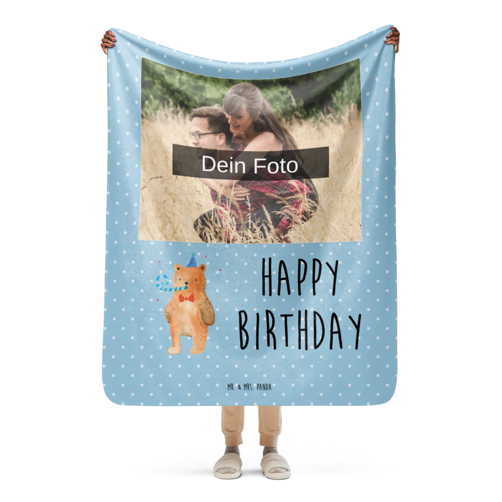 Sherpa Photo Cuddle Blanket bear Birthday Foto Kuscheldecke, Bär, Teddy, Teddybär, Glückwunsch, Happy Birthday, Geburtstag, Alles Gute