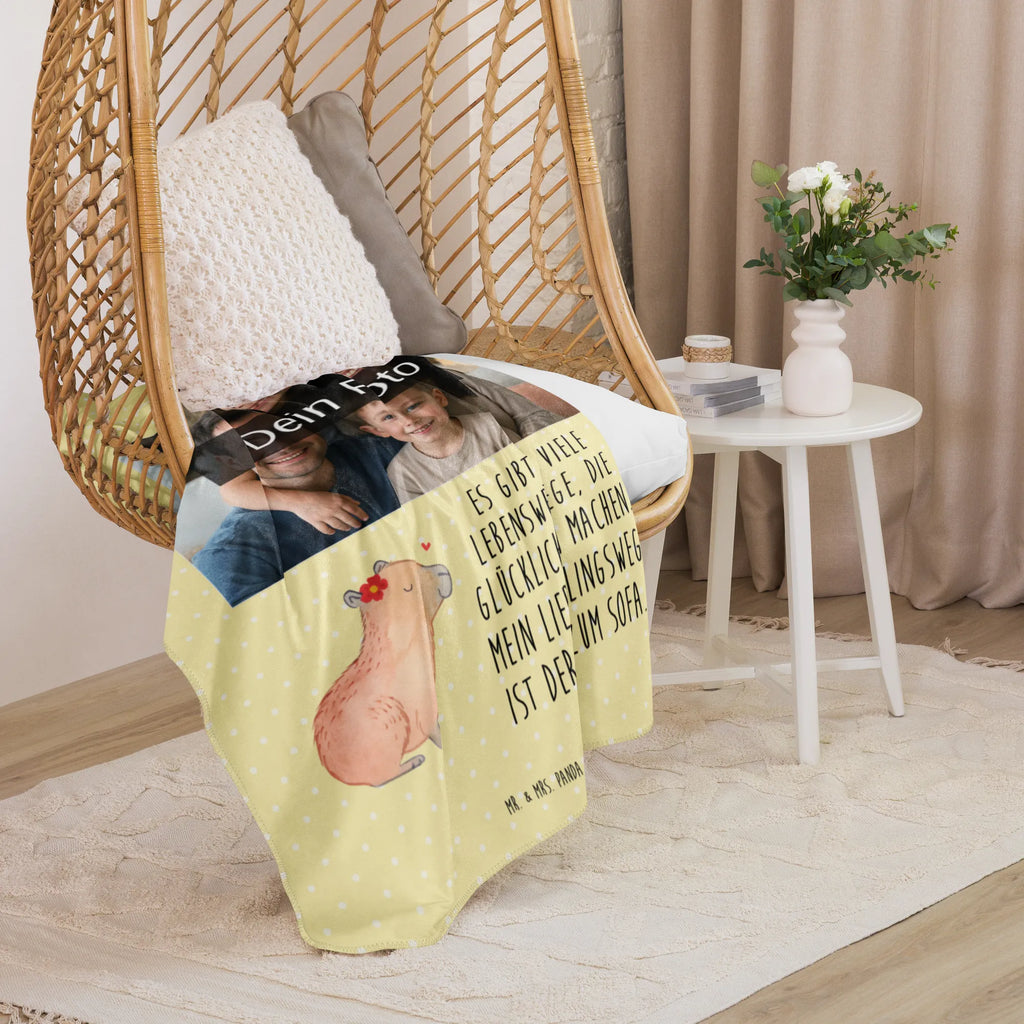 Sherpa Photo Cuddle Blanket Capybara flower Foto Kuscheldecke, Tiermotive, Gute Laune, lustige Sprüche, Tiere, Capybara