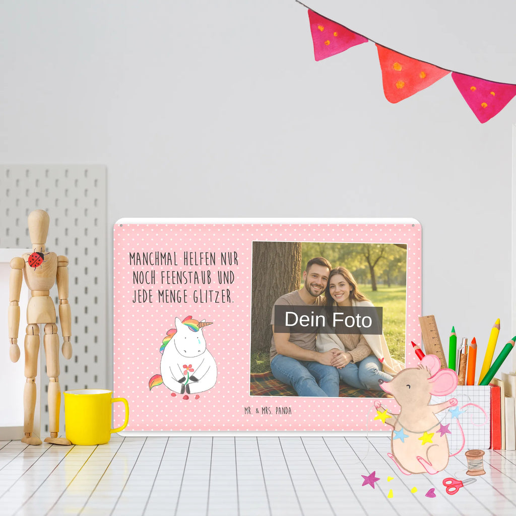 Personalized Photo Metal Sign unicorn Sad unicorn, unicorns, friends, glitter, Friendship, Unicorn, flower, love, consoling, greeting card, grief