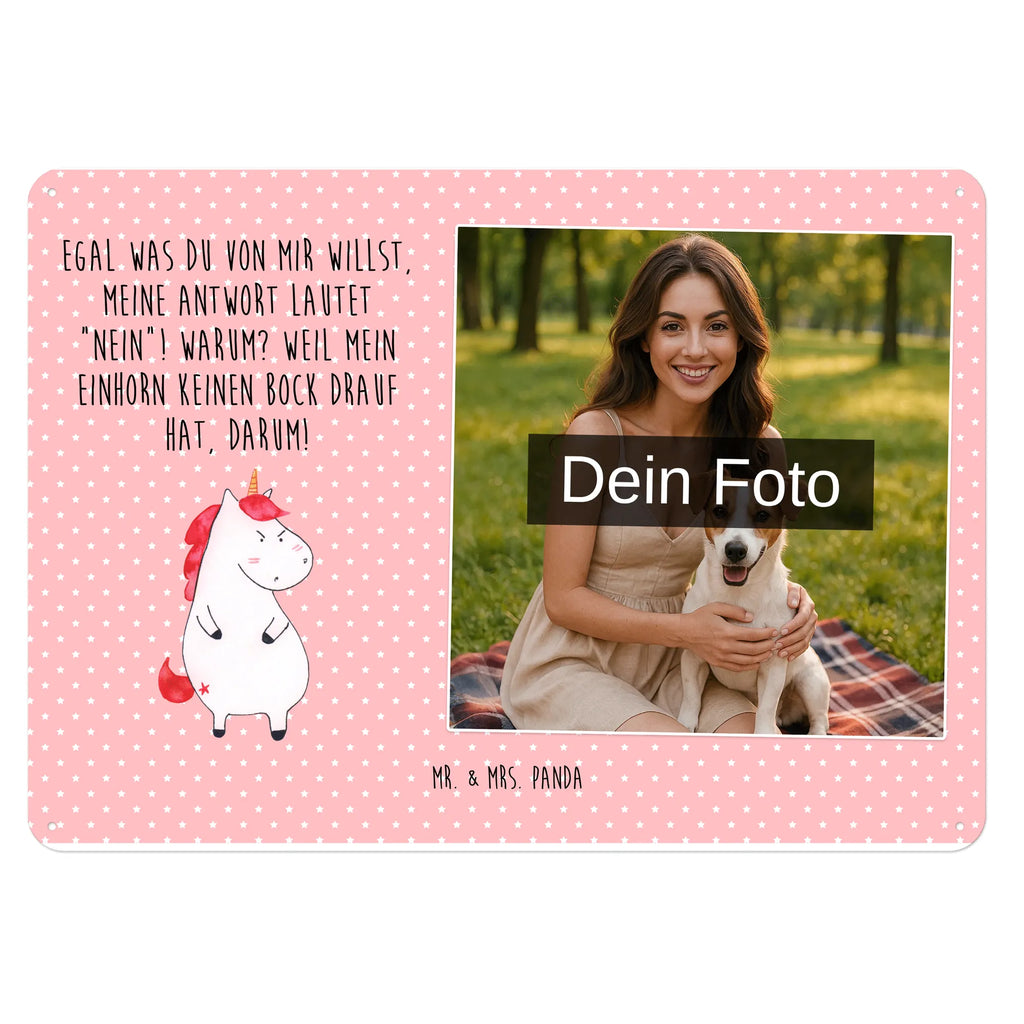 Spersonalizowany metalowy szyld ze zdjęciem Jednorożec gniew Jednorożec, jednorożce, dekoracje jednorożca, jednorożec