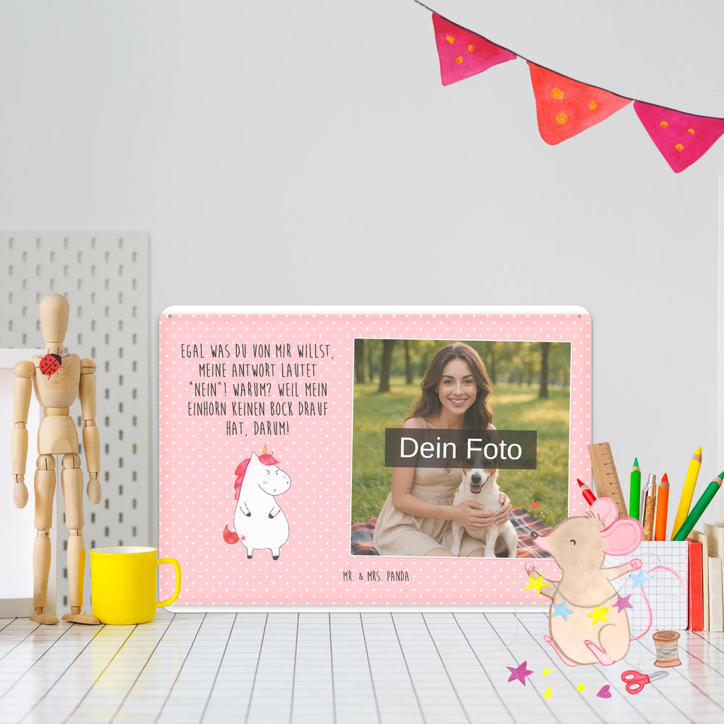 Spersonalizowany metalowy szyld ze zdjęciem Jednorożec gniew Jednorożec, jednorożce, dekoracje jednorożca, jednorożec