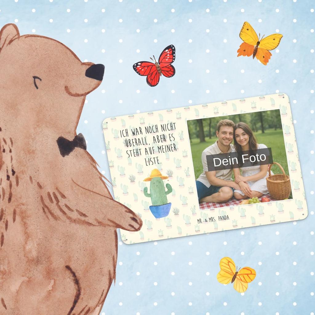 Personalized Photo Metal Sign cactus cap cactus, cactuses, plants, cactus plant, small green cactus, gift idea, city trip, world trip, motivation, globetrotter, slogan, cactus love, travel diary, travel