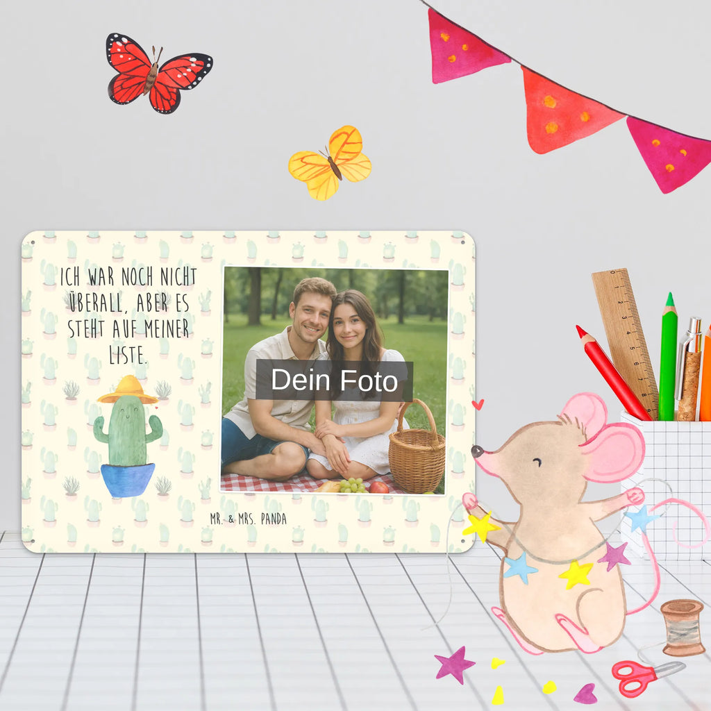 Personalized Photo Metal Sign cactus cap cactus, cactuses, plants, cactus plant, small green cactus, gift idea, city trip, world trip, motivation, globetrotter, slogan, cactus love, travel diary, travel