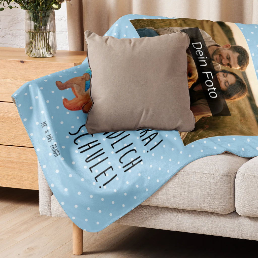 Sherpa Photo Cuddle Blanket bear School cone Foto Kuscheldecke, Bär, Teddy, Teddybär, Bär Motiv, Grundschule, Erster Schultag Geschenk, Schultüte, Einschulung Geschenk, Schulanfang, Schule Geschenk, Schulbeginn