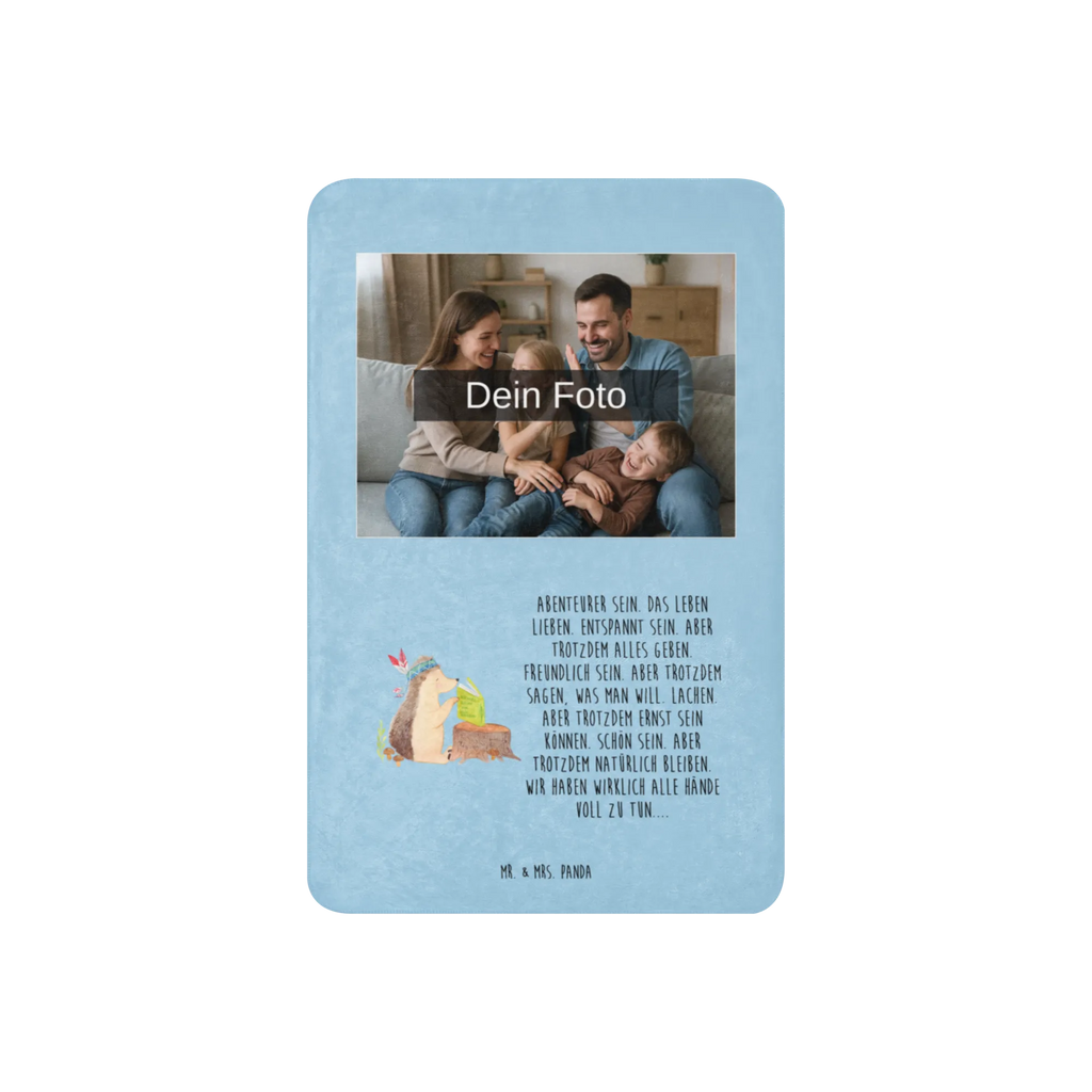 Sherpa Photo Cuddle Blanket Hedgehog feather headdress Foto Kuscheldecke, Waldtiere, Tiere, Igel, Indianer, Camping, Lagerfeuer, Abenteuer