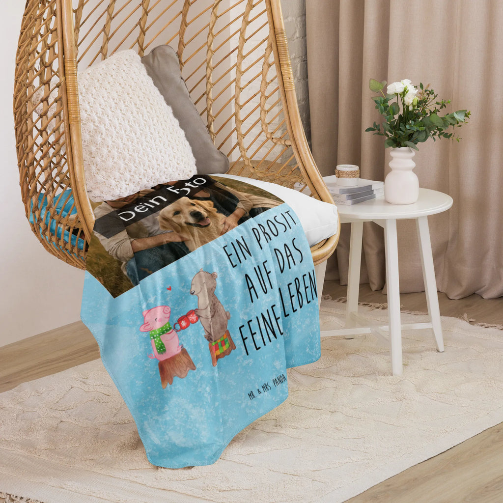 Sherpa Photo Cuddle Blanket Glowing Pig Bash Winter, Christmas, Christmas time, snow