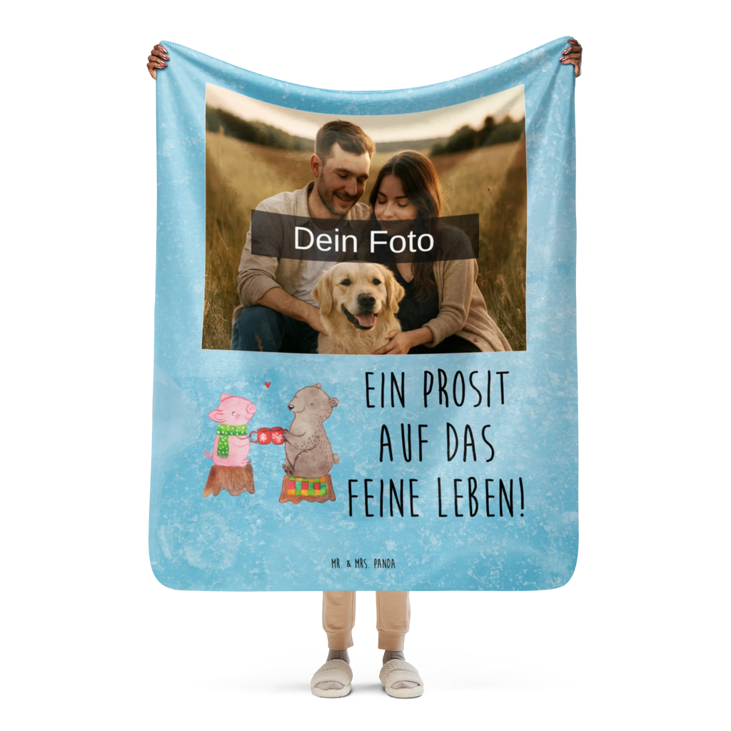 Sherpa Photo Cuddle Blanket Glowing Pig Bash Winter, Christmas, Christmas time, snow