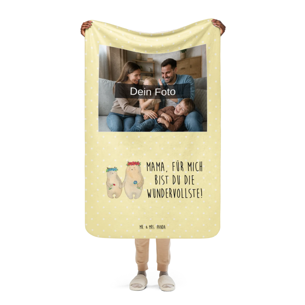 Sherpa Photo Cuddle Blanket Bears with flower crown Foto Kuscheldecke, Familie, Vatertag, Muttertag, Bruder, Schwester, Mama, Papa, Oma, Opa, Bären, Tochter, Vorbild, Kind, Kinder, weltbeste Mama, Mami, Bär, Geschenk Mama. Muttertag, Lieblingsmama, Mutter, Lieblingsmensch, Family, Mutti, beste Mutter, Töchter
