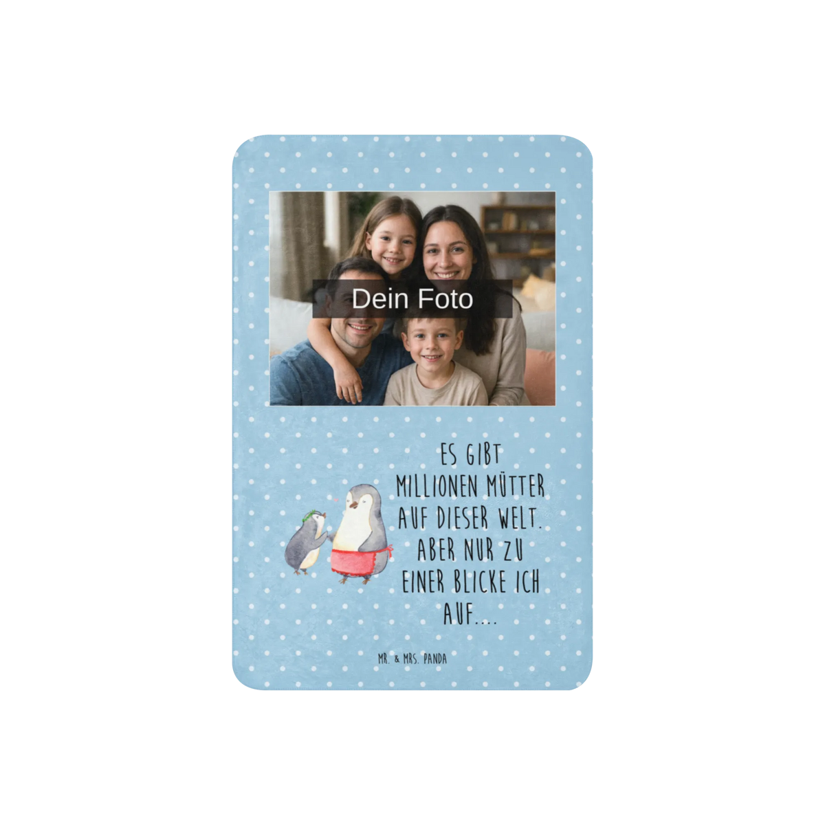 Sherpa Foto Kuscheldecke Pinguin mit Kind Foto Kuscheldecke, Schwester, Muttertag, Papa, Vatertag, Familie, Oma, Bruder, Opa, Mama, Mutter, Mutti, Geschenk, Geburststag, Mami