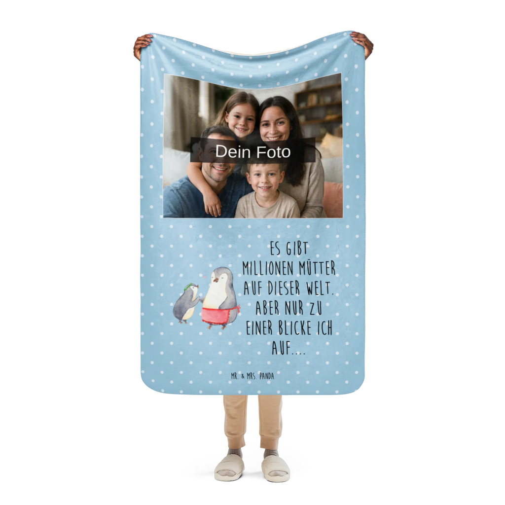 Sherpa Photo Cuddle Blanket Penguin with child Family, Father's Day, Mother's Day, brother, sister, Mom, Dad, Birthday, Mummy, Mommy, Mother, Gift