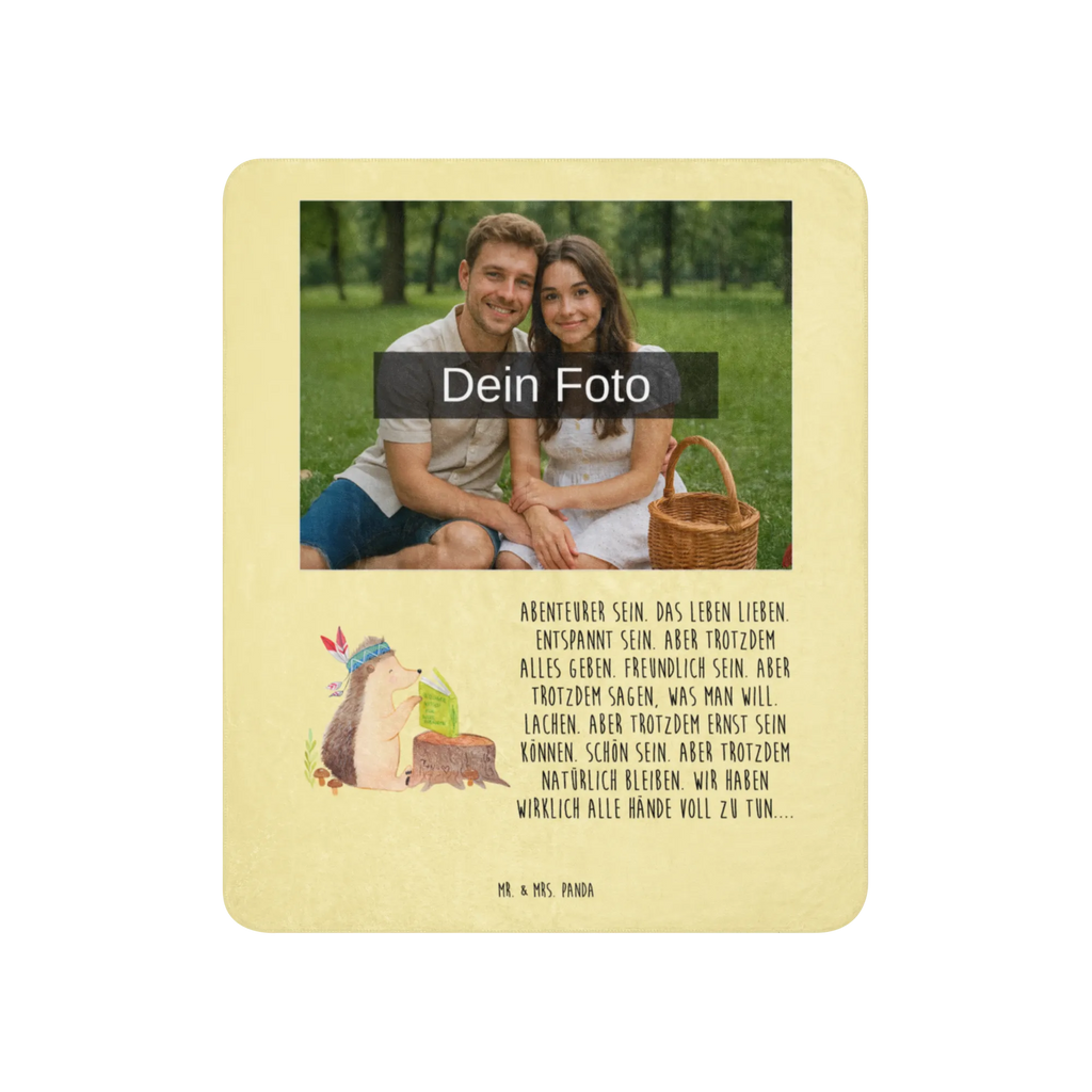 Sherpa Photo Cuddle Blanket Hedgehog feather headdress Foto Kuscheldecke, Waldtiere, Tiere, Igel, Indianer, Camping, Lagerfeuer, Abenteuer