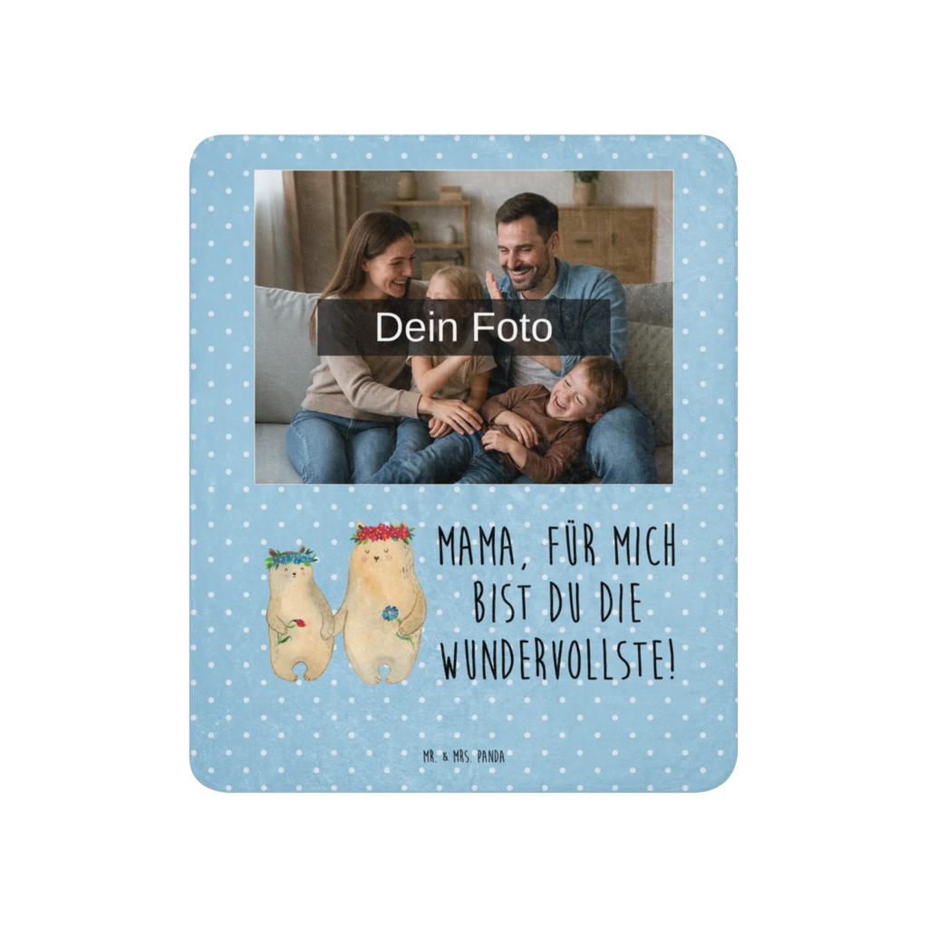 Sherpa Photo Cuddle Blanket Bears with flower crown Foto Kuscheldecke, Familie, Vatertag, Muttertag, Bruder, Schwester, Mama, Papa, Oma, Opa, Bären, Tochter, Vorbild, Kind, Kinder, weltbeste Mama, Mami, Bär, Geschenk Mama. Muttertag, Lieblingsmama, Mutter, Lieblingsmensch, Family, Mutti, beste Mutter, Töchter