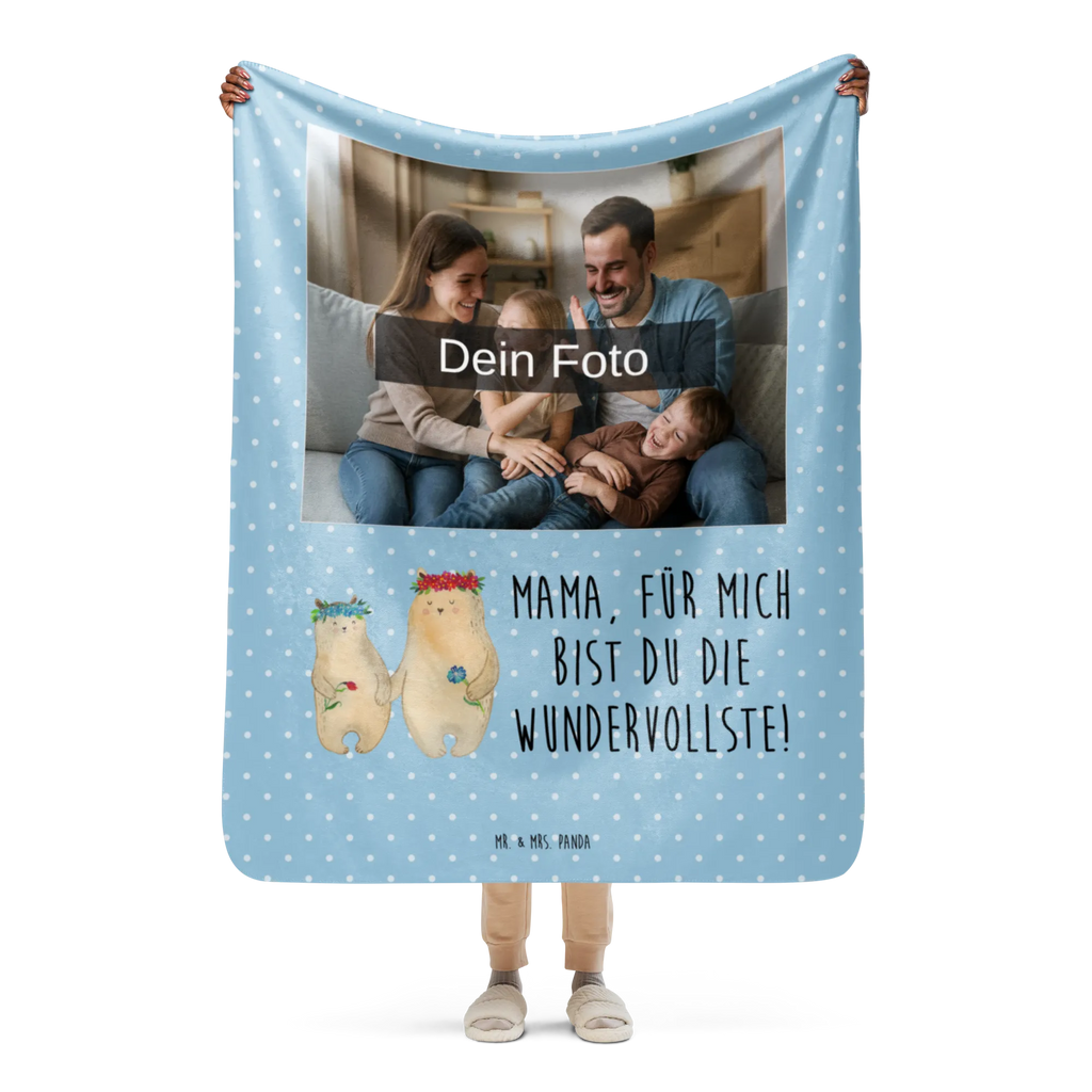 Sherpa Photo Cuddle Blanket Bears with flower crown Foto Kuscheldecke, Familie, Vatertag, Muttertag, Bruder, Schwester, Mama, Papa, Oma, Opa, Bären, Tochter, Vorbild, Kind, Kinder, weltbeste Mama, Mami, Bär, Geschenk Mama. Muttertag, Lieblingsmama, Mutter, Lieblingsmensch, Family, Mutti, beste Mutter, Töchter