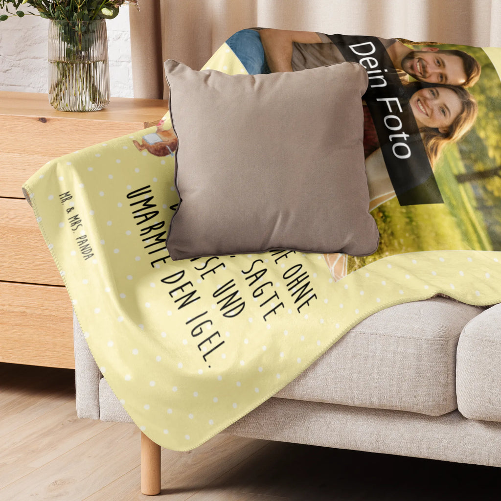 Sherpa Photo Cuddle Blanket Hare Hedgehog small animals, cute, funny, cute animal motives, hand drawn, small world, funny sayings, good mood, happy, gifts, gift ideas, special gifts, animal lover, card, lovesickness gift, Hedgehog, romantic saying, Hedgehog and hare, hare, consolation, pain of separation, love saying, heartache