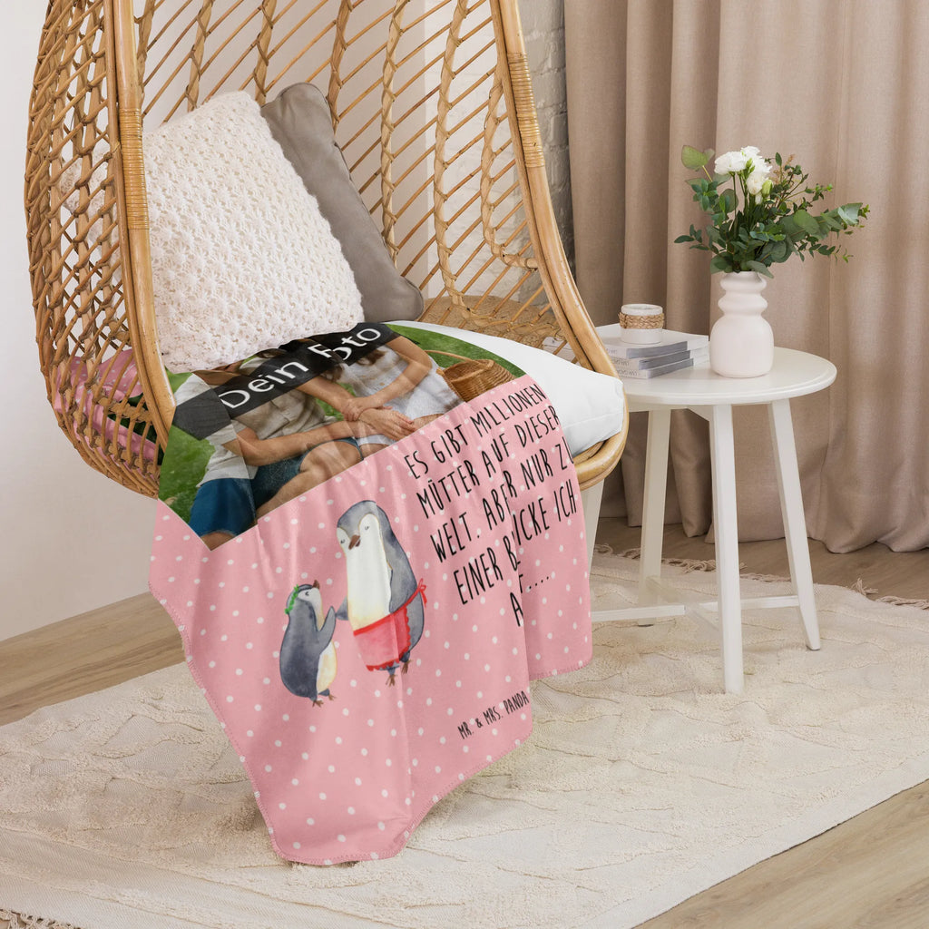 Sherpa Photo Cuddle Blanket Penguin with child Family, Father's Day, Mother's Day, brother, sister, Mom, Dad, Birthday, Mummy, Mommy, Mother, Gift