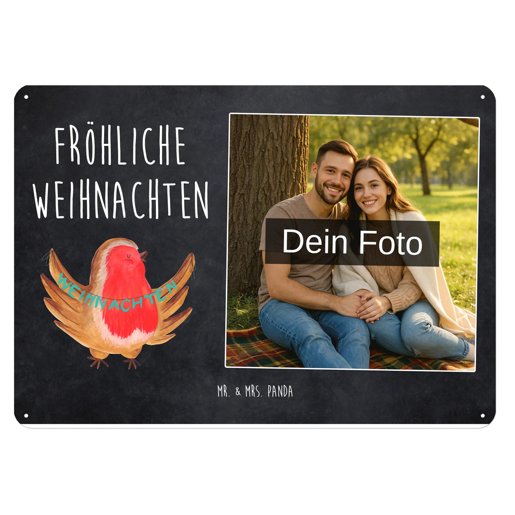 Spersonalizowany metalowy szyld ze zdjęciem rudzik Boże Narodzenie Zima, Boże Narodzenie, dekoracje świąteczne, Mikołaj, Adwent, Wigilia, zimowy motyw