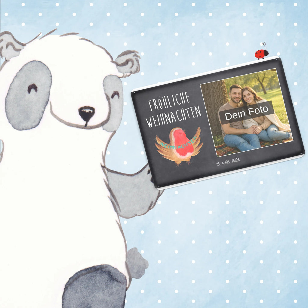 Spersonalizowany metalowy szyld ze zdjęciem rudzik Boże Narodzenie Zima, Boże Narodzenie, dekoracje świąteczne, Mikołaj, Adwent, Wigilia, zimowy motyw