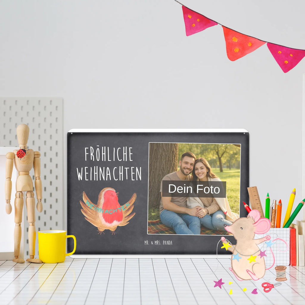 Spersonalizowany metalowy szyld ze zdjęciem rudzik Boże Narodzenie Zima, Boże Narodzenie, dekoracje świąteczne, Mikołaj, Adwent, Wigilia, zimowy motyw