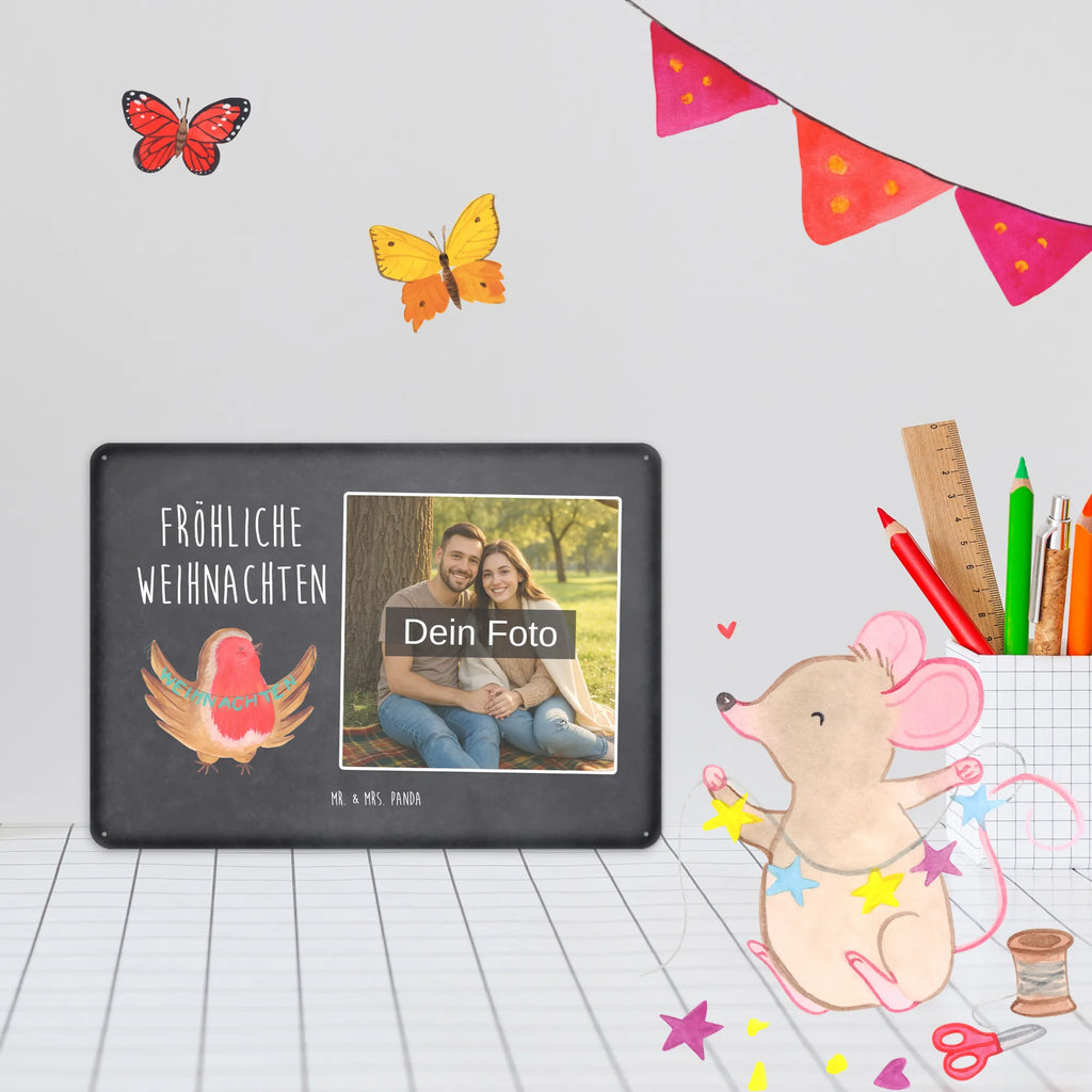 Spersonalizowany metalowy szyld ze zdjęciem rudzik Boże Narodzenie Zima, Boże Narodzenie, dekoracje świąteczne, Mikołaj, Adwent, Wigilia, zimowy motyw