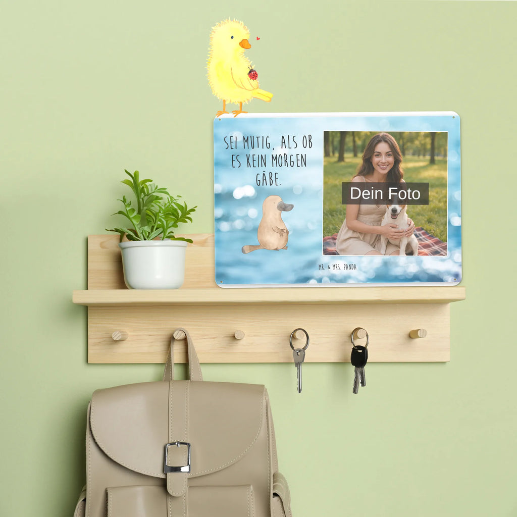 Personalized Photo Metal Sign platypus courage Seafood, aquatic animals, ocean, sea, fish, shells, corals, reef, whale, narwhal, sea urchin, lobster, platypus, turtle, manatee, crocodile, orca, shrimp, gifts for seafood lovers, water world, underwater animals, underwater world, vacation, deep sea, seafood fans, gift ideas, seafood decoration, seafood posters, Raodtrip, Platypus, office, courage, new start, world trip, motivation, work, training, brave, wisdom, new beginning