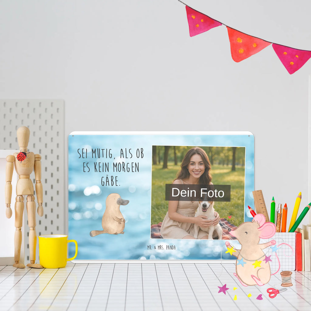 Personalized Photo Metal Sign platypus courage Seafood, aquatic animals, ocean, sea, fish, shells, corals, reef, whale, narwhal, sea urchin, lobster, platypus, turtle, manatee, crocodile, orca, shrimp, gifts for seafood lovers, water world, underwater animals, underwater world, vacation, deep sea, seafood fans, gift ideas, seafood decoration, seafood posters, Raodtrip, Platypus, office, courage, new start, world trip, motivation, work, training, brave, wisdom, new beginning