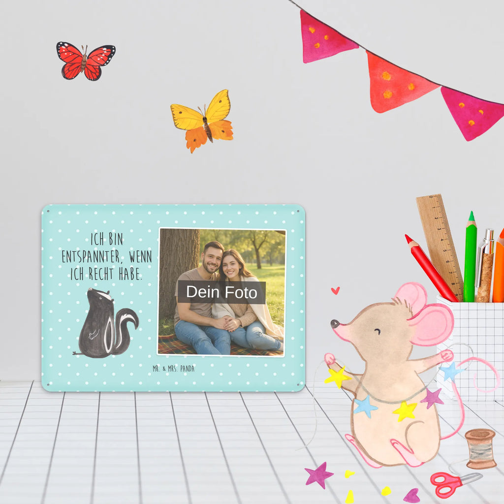 Spersonalizowany metalowy szyld ze zdjęciem skunks siedzenie Stinktier, Skunk