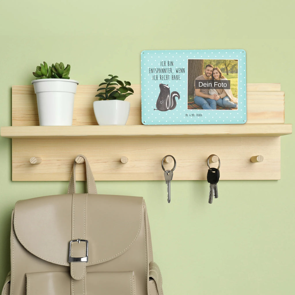 Spersonalizowany metalowy szyld ze zdjęciem skunks siedzenie Stinktier, Skunk