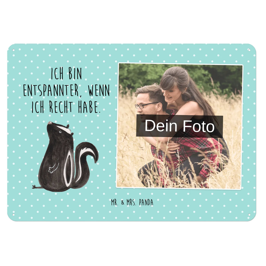 Spersonalizowany metalowy szyld ze zdjęciem skunks siedzenie Stinktier, Skunk