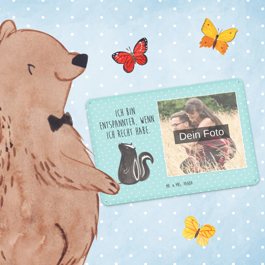 Spersonalizowany metalowy szyld ze zdjęciem skunks siedzenie Stinktier, Skunk