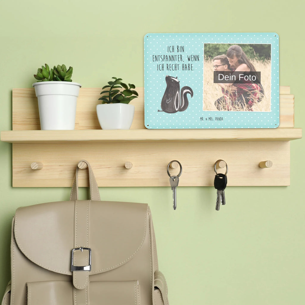 Spersonalizowany metalowy szyld ze zdjęciem skunks siedzenie Stinktier, Skunk