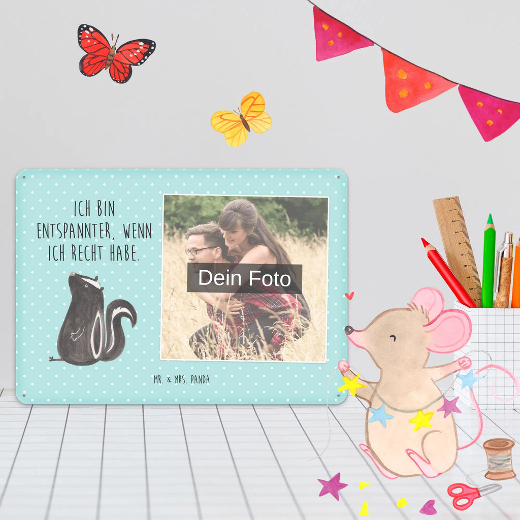 Spersonalizowany metalowy szyld ze zdjęciem skunks siedzenie Stinktier, Skunk