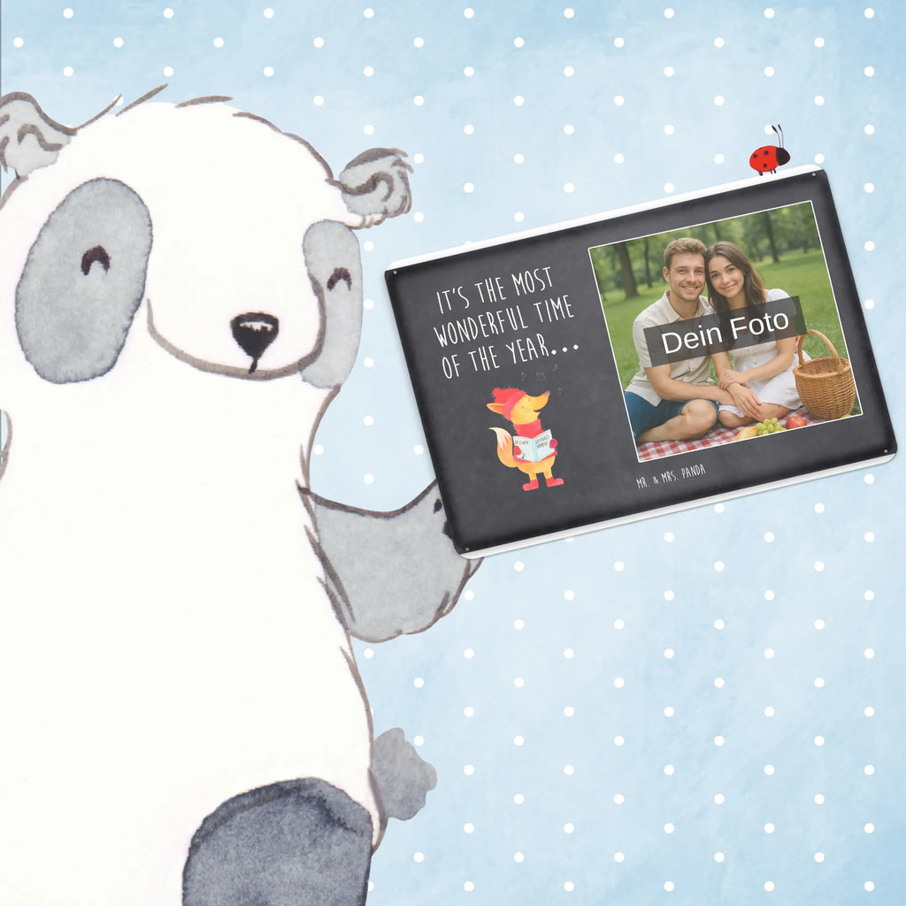 Personalized Photo Metal Sign Fox Singer Winter, Christmas, Christmas time, snow