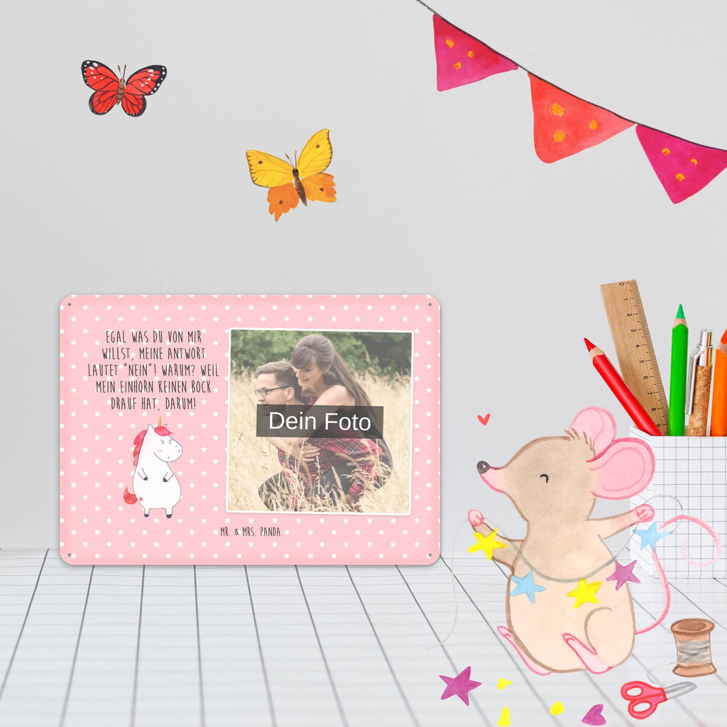 Spersonalizowany metalowy szyld ze zdjęciem Jednorożec gniew Jednorożec, jednorożce, dekoracje jednorożca, jednorożec