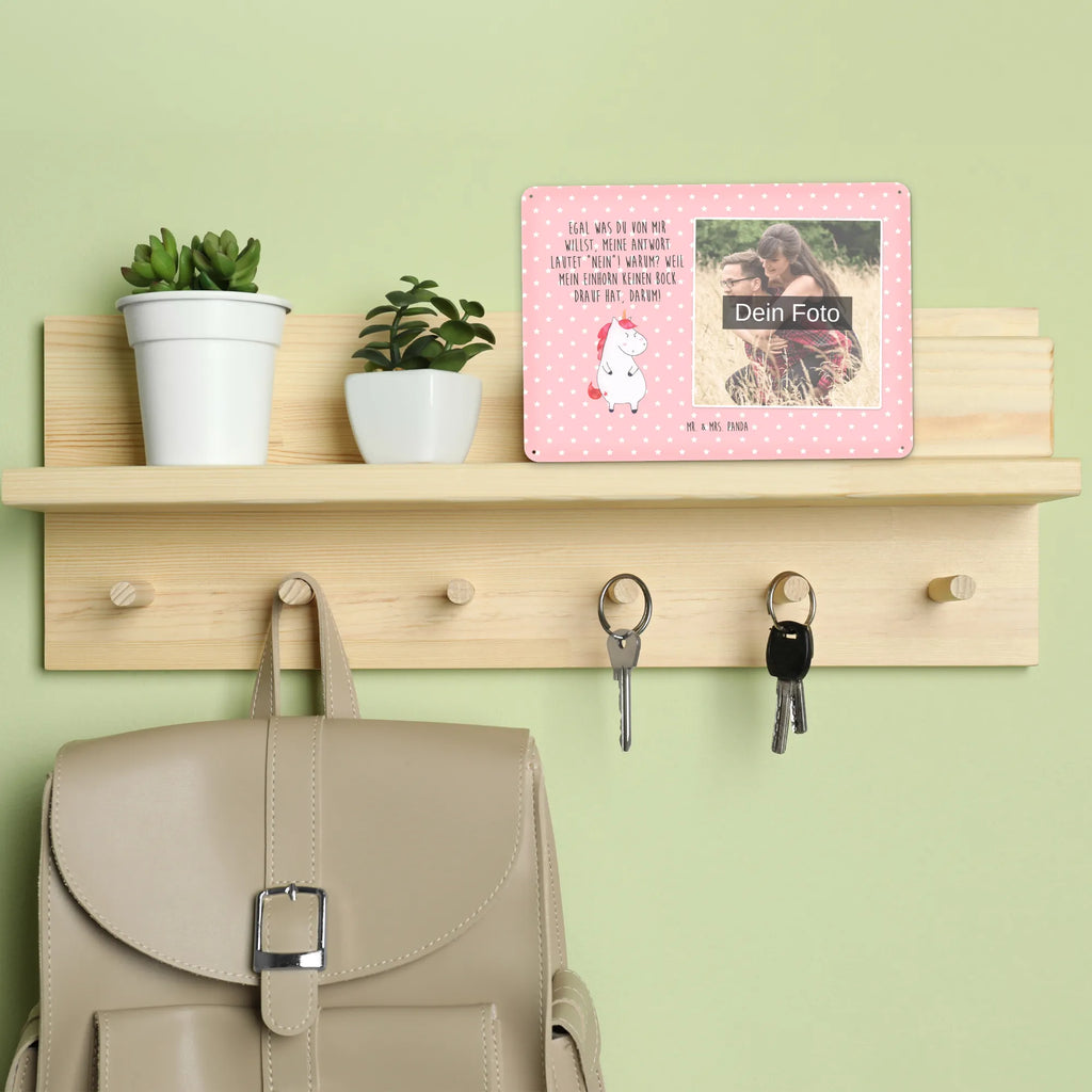 Spersonalizowany metalowy szyld ze zdjęciem Jednorożec gniew Jednorożec, jednorożce, dekoracje jednorożca, jednorożec