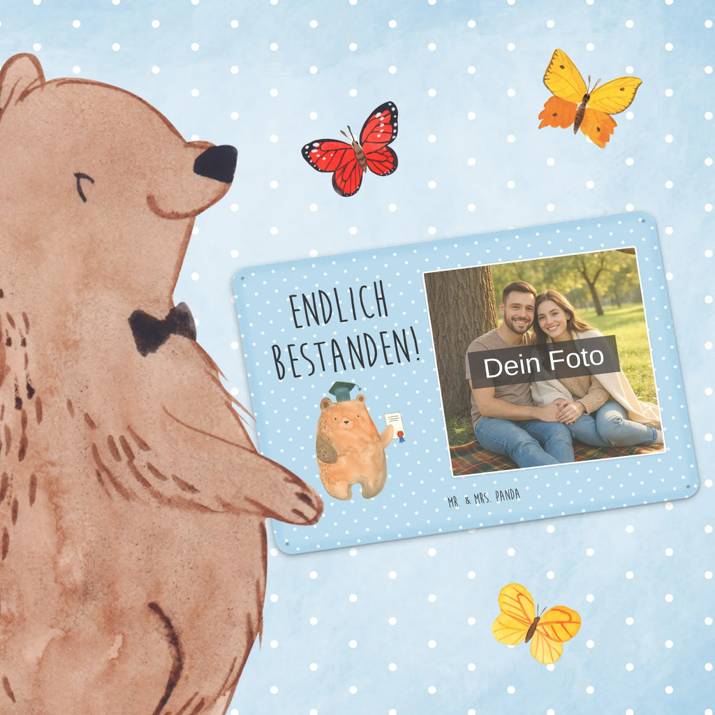 Spersonalizowany metalowy szyld ze zdjęciem Niedźwiedź Egzamin Niedźwiedź, Miś, Pluszowy miś