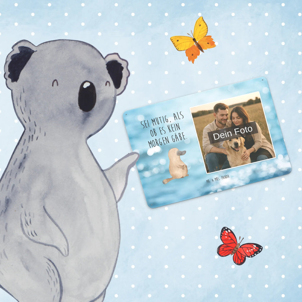 Personalized Photo Metal Sign platypus courage Seafood, aquatic animals, ocean, sea, fish, shells, corals, reef, whale, narwhal, sea urchin, lobster, platypus, turtle, manatee, crocodile, orca, shrimp, gifts for seafood lovers, water world, underwater animals, underwater world, vacation, deep sea, seafood fans, gift ideas, seafood decoration, seafood posters, Raodtrip, Platypus, office, courage, new start, world trip, motivation, work, training, brave, wisdom, new beginning