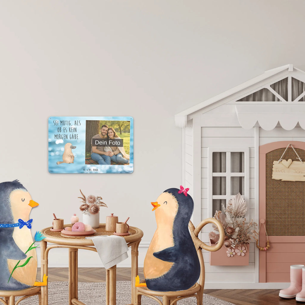 Personalized Photo Metal Sign platypus courage Seafood, aquatic animals, ocean, sea, fish, shells, corals, reef, whale, narwhal, sea urchin, lobster, platypus, turtle, manatee, crocodile, orca, shrimp, gifts for seafood lovers, water world, underwater animals, underwater world, vacation, deep sea, seafood fans, gift ideas, seafood decoration, seafood posters, Raodtrip, Platypus, office, courage, new start, world trip, motivation, work, training, brave, wisdom, new beginning