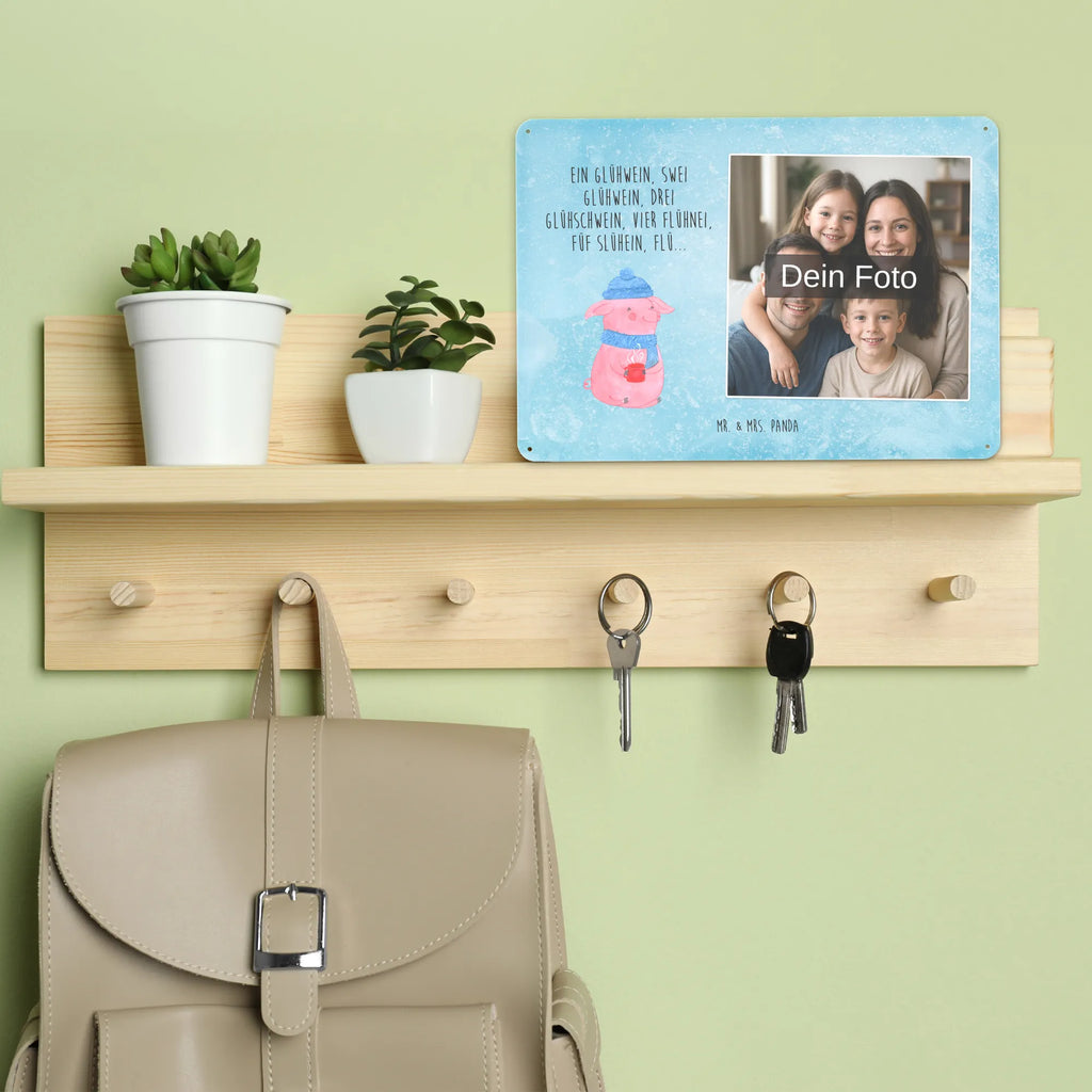 Personalized Photo Metal Sign piggy Mulled wine Winter, Christmas, Christmas time, snow, mulled wine, saying, drunk, Christmas market